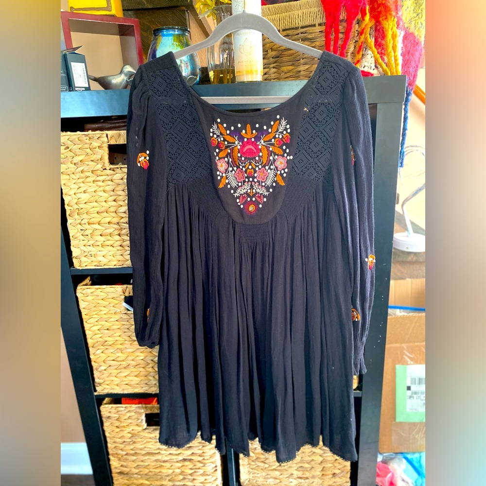 FREE PEOPLE EMBROILED Tunic Dress, babydoll length